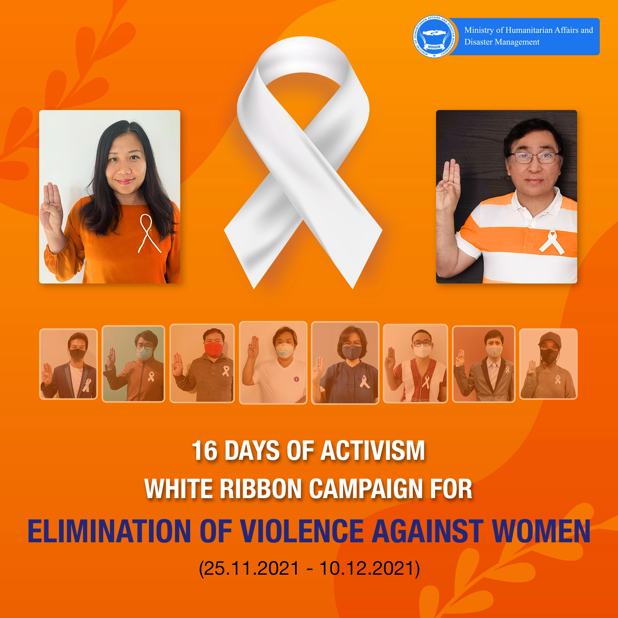 16 Days of Activism from 25.11.2021 to 10.12.2021 (White ribbon campaign)