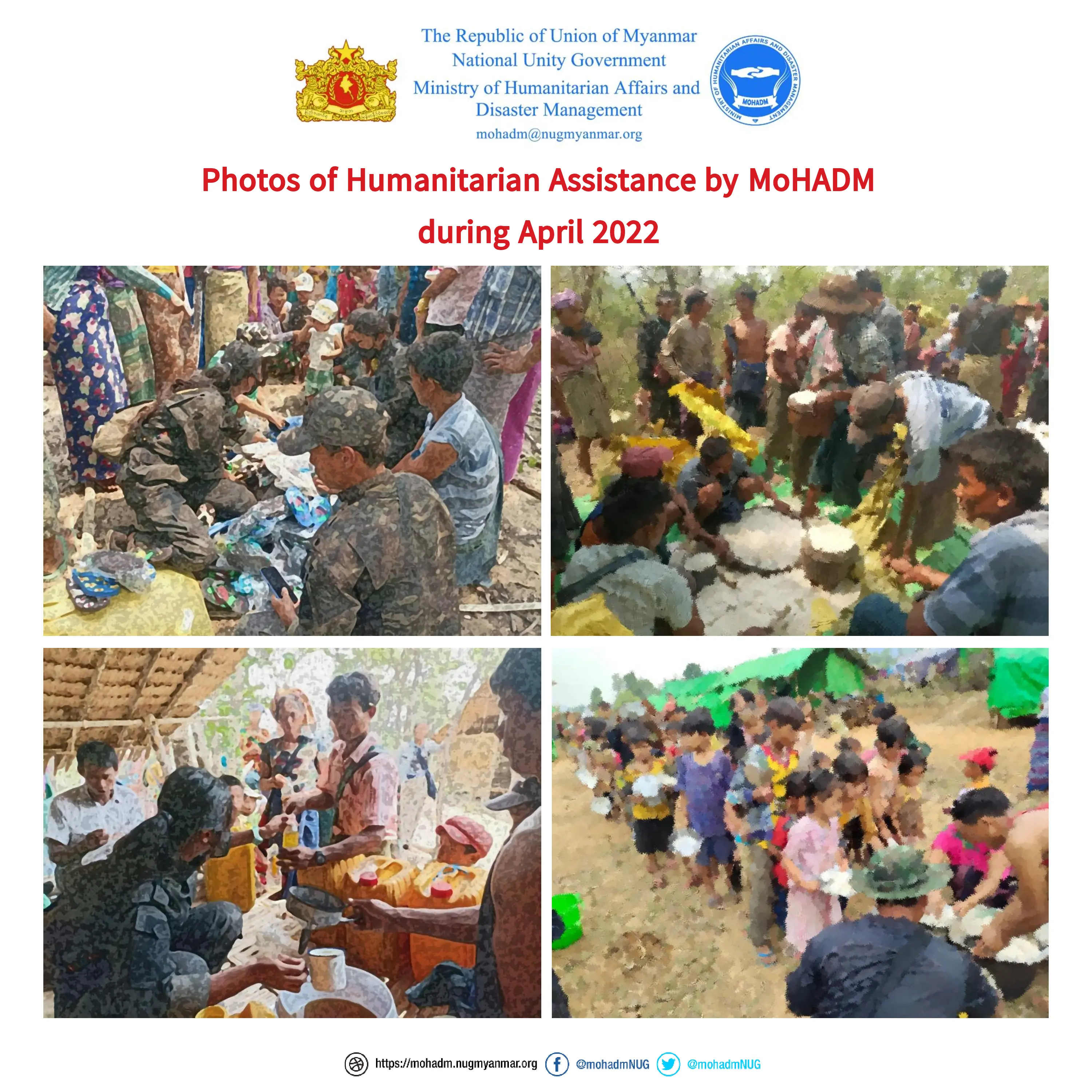 Summary of humanitarian aid provision by MoHADM (April 2022)