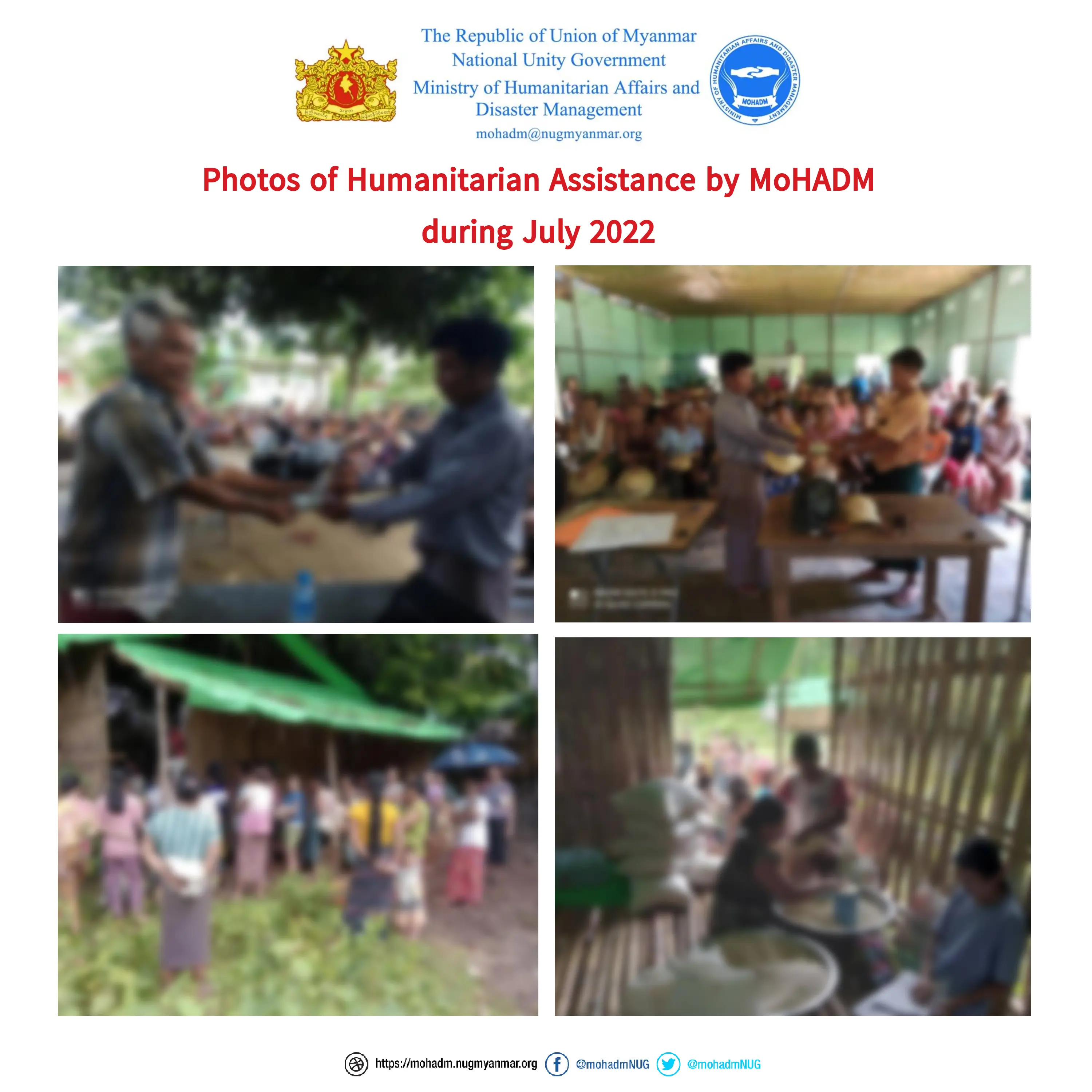 Summary of humanitarian aid provision by MoHADM (July 2022)